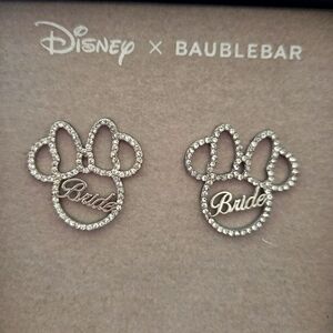 Disney × Baublebar Minnie Mouse BRIDE Rhinestone Earrings NEW IN BOX